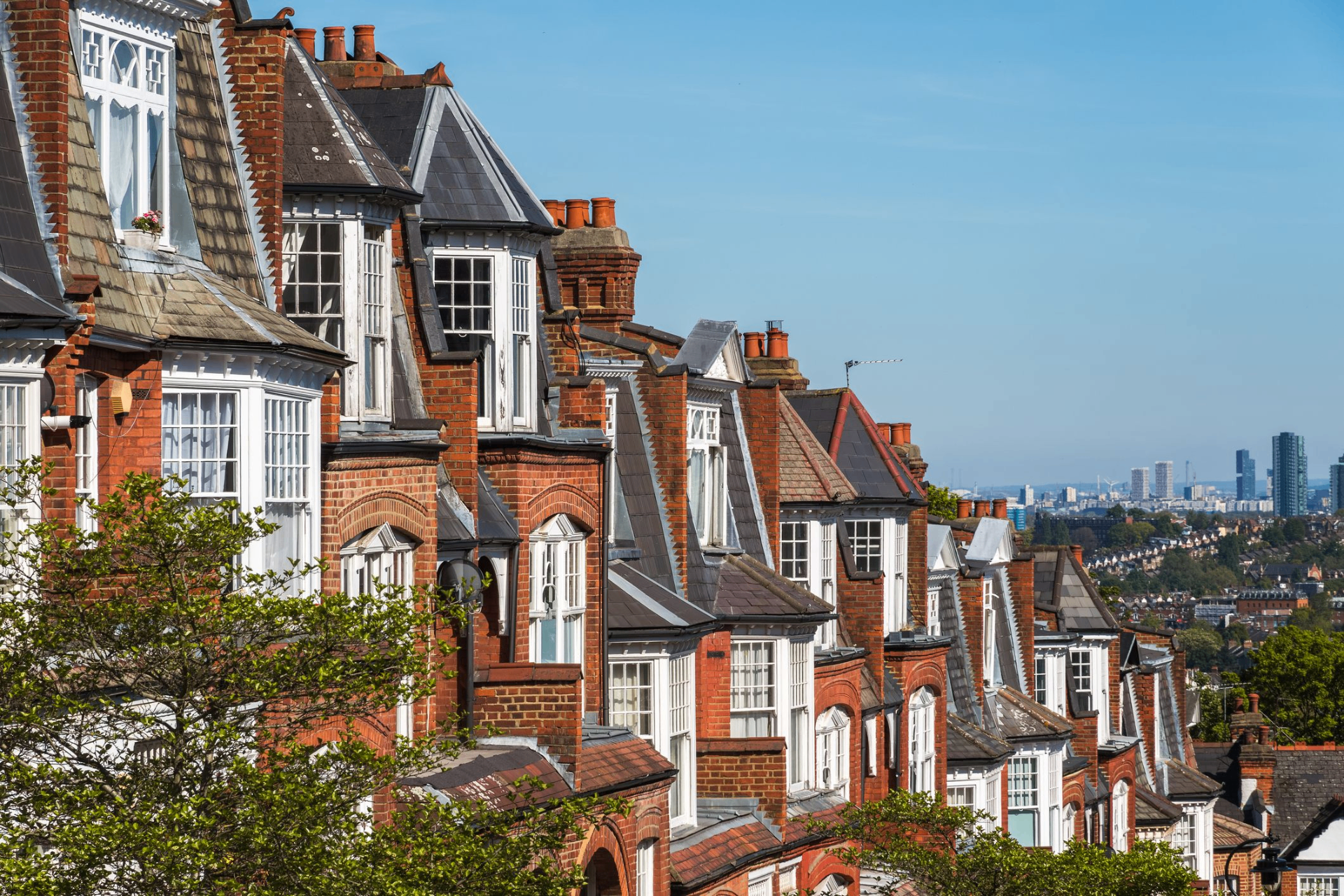 Row of classic London townhouses